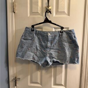 Wild Fable Light Blue Jean Shorts with Pink Accents